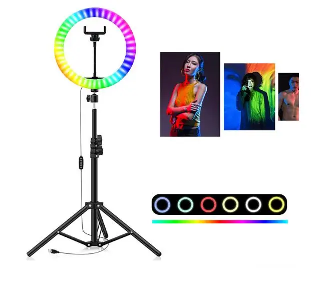 Белый/теплый белый/RGB красочный светодиодный кольцевой светильник 10 дюймов 200 см
