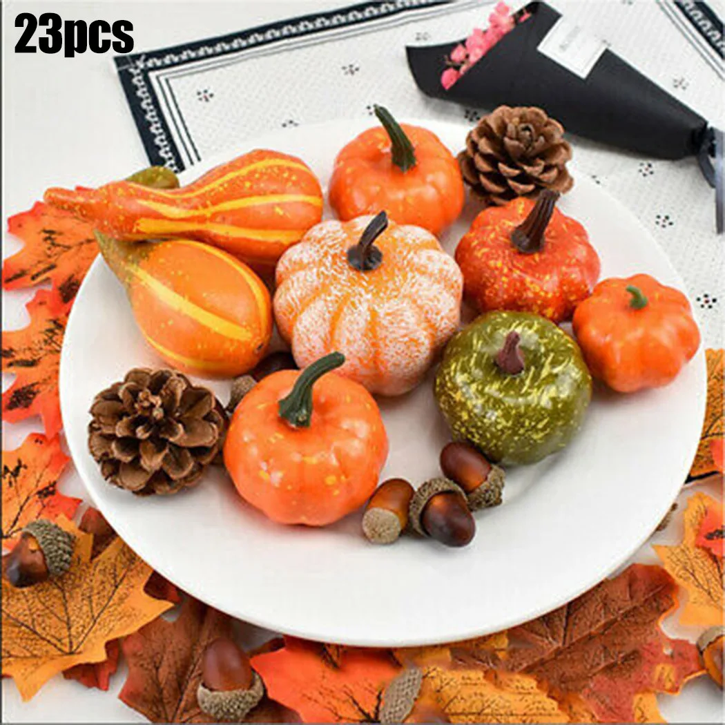 23 Pcs Artificial Pumpkin Maple Leaves Acorns Pinecones Harvest Autumn Fall Thanksgiving Wreath Banquet Party Decor
23 Pcs Artificial Pumpkin Maple Leaves Acorns Pinecones Harvest Autumn Fall Thanksgiving Wreath Banquet Party Decor
