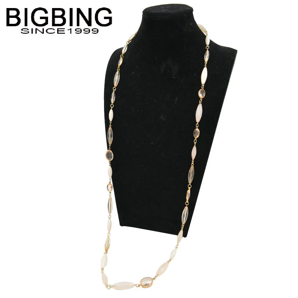 T035 BIGBING модные ювелирные изделия Длинные оранжевые хрустальные бусы ожерелье