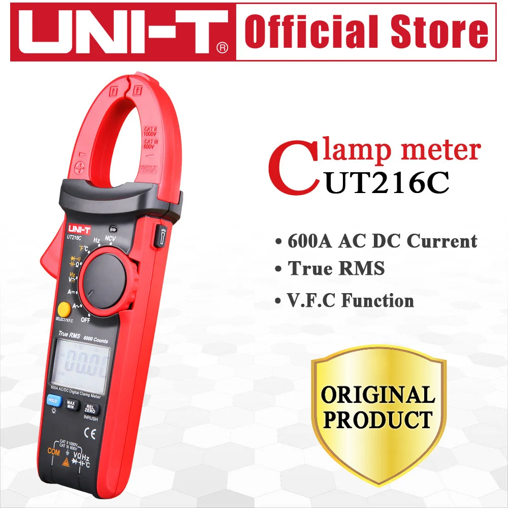 UNI-T UT216C 600A Digital AC DC Clamp Meter Current Clamp Multimeter DC Amper Meter Frequency Capacitance Temperature NCV Test
UNI-T UT216C 600A Digital AC DC Clamp Meter Current Clamp Multimeter DC Amper Meter Frequency Capacitance Temperature NCV Test
