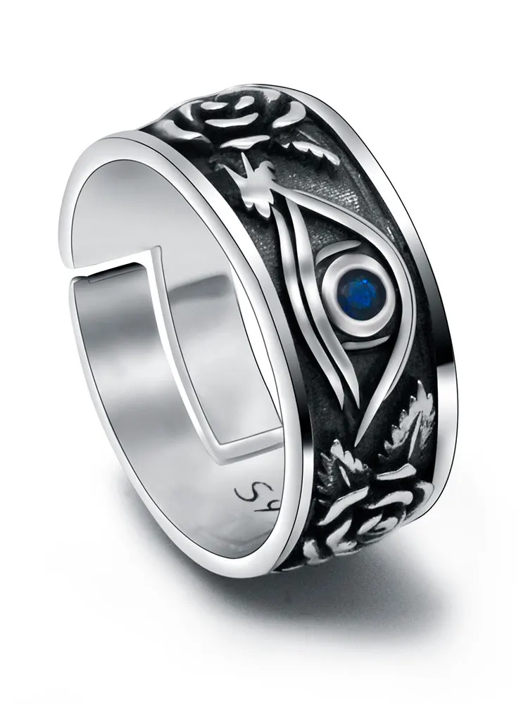 Real 925 Sterling Silver Ring Rose horus eye of god Rings Retro Thai Silver Jewelry Hip Hop Punk Fashion Vintage Gift for Men
Real 925 Sterling Silver Ring Rose horus eye of god Rings Retro Thai Silver Jewelry Hip Hop Punk Fashion Vintage Gift for Men