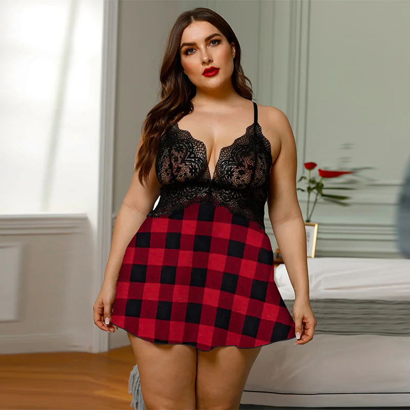 Deep V-neck Lace Fat Woman Plus Size Sexy Panties Sexy Suspender Skirt European and American Plus Size Pajamas Skirt Women
Deep V-neck Lace Fat Woman Plus Size Sexy Panties Sexy Suspender Skirt European and American Plus Size Pajamas Skirt Women