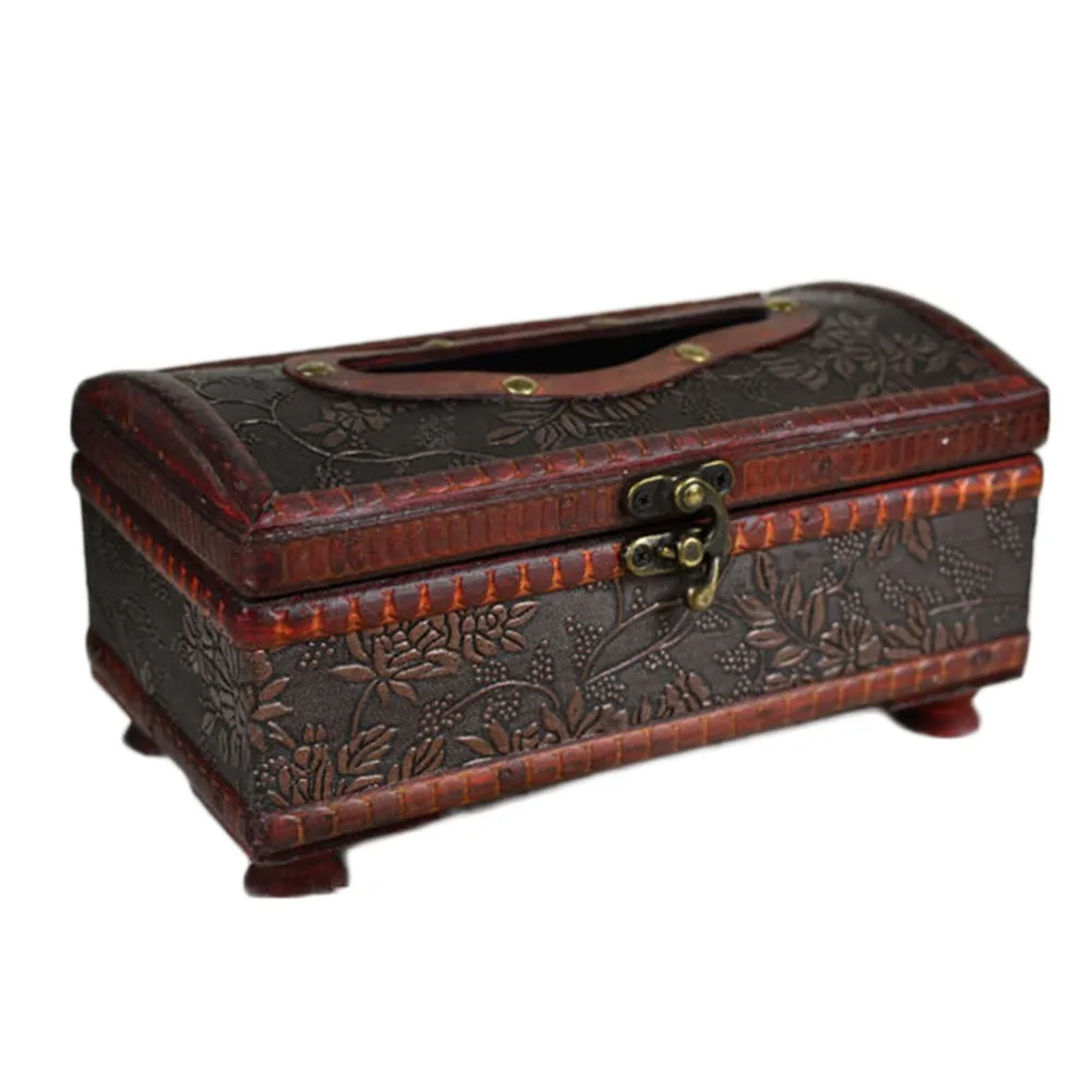 1Pc Household 21*12*11CM Elegant Crafted Wooden Antique Handmade Old Tissue Box for Daily use | Дом и сад