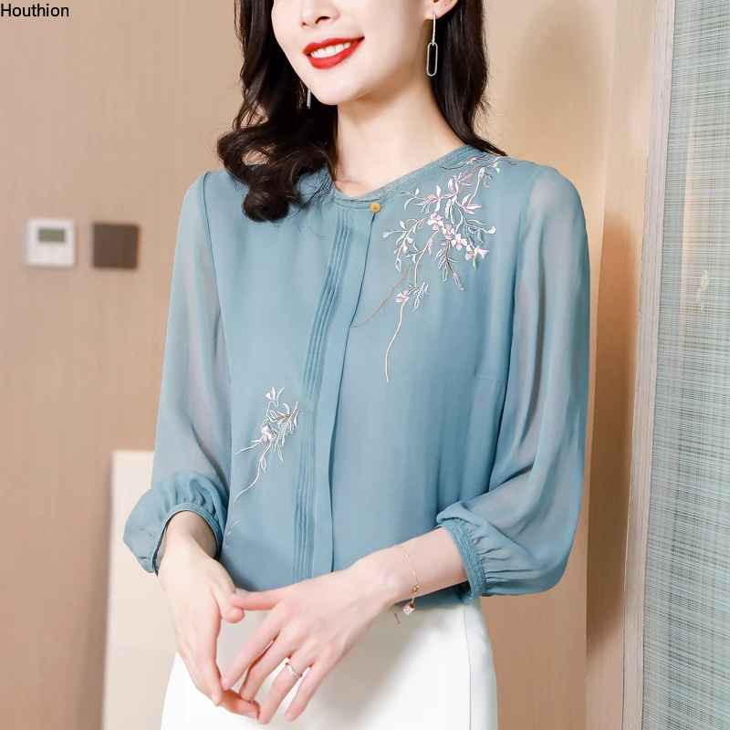 Houthion Women's Blouse 3/4 Sleeve Top Casual Summer 2021 New Shirt Lotus Leaf Collar Solid Color Stitching Fashion Blouses
Houthion Women's Blouse 3/4 Sleeve Top Casual Summer 2021 New Shirt Lotus Leaf Collar Solid Color Stitching Fashion Blouses