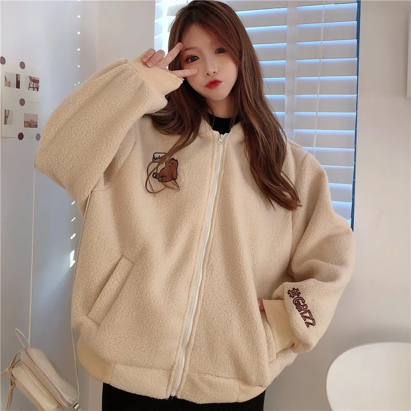 Autumn Winter Women Lambswool Hoodies Sweatshirts Zipper Thicken Kawaii Korean Loose Harajuku Jacket Plus Size Pullovers Clothes 
Autumn Winter Women Lambswool Hoodies Sweatshirts Zipper Thicken Kawaii Korean Loose Harajuku Jacket Plus Size Pullovers Clothes