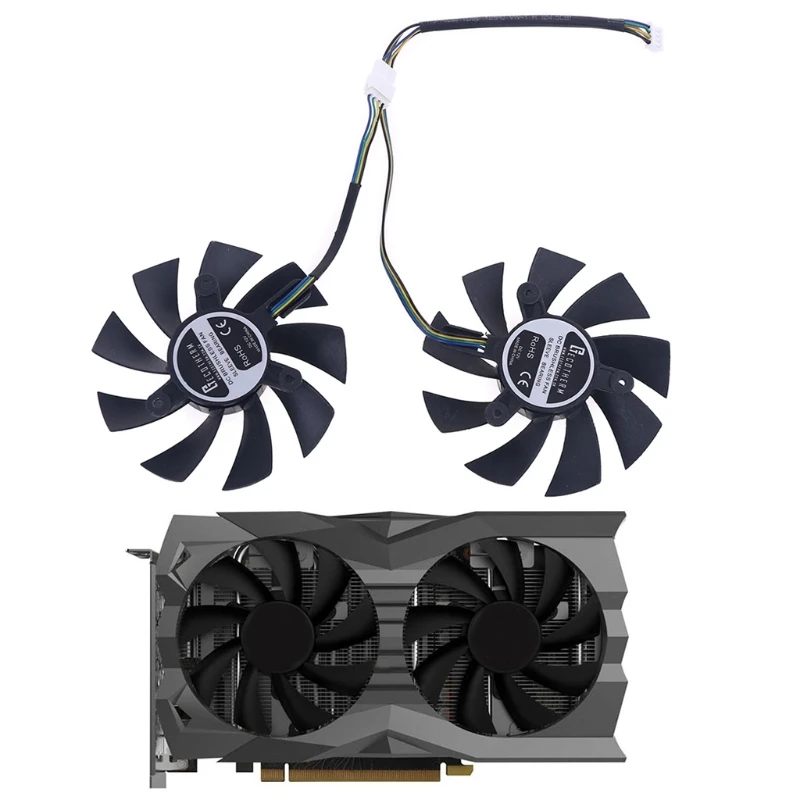 1 Pair 4Pin Cooler Fan for GeForce GTX 1660 RTX 2060 2070 Video Graphics Card Cooling Fan 
1 Pair 4Pin Cooler Fan for GeForce GTX 1660 RTX 2060 2070 Video Graphics Card Cooling Fan