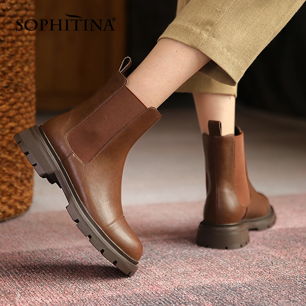 SOPHITINA Women's Ankle Boots High Quality Handmade Genuine Leather Round Toe Sewing Shoes Antiskid Slip-On Chelsea Boots NO016
SOPHITINA Women's Ankle Boots High Quality Handmade Genuine Leather Round Toe Sewing Shoes Antiskid Slip-On Chelsea Boots NO016
