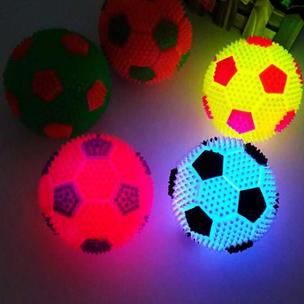 

Kids LED Light Bouncy Ball Flashing Soccer Glowing Football Squeaky Sound Toy