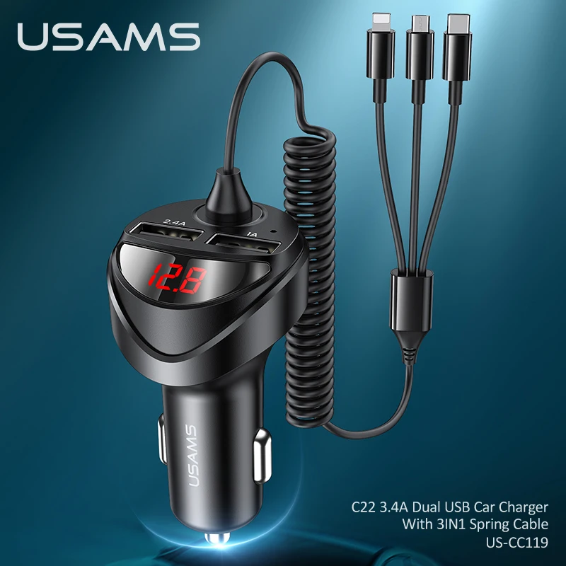 Автомобильное зарядное устройство с двумя USB-портами и цифровым светодиодным дисплеем, 4 а
Автомобильное зарядное устройство с двумя USB-портами и цифровым светодиодным дисплеем, 4 а