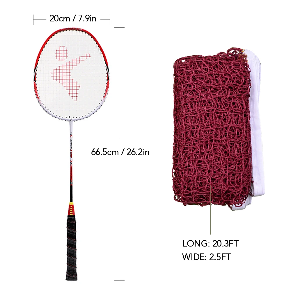 2 Player Badminton Racquets Set with 3 Shuttlecocks Carrying Bag and Badminton Net for Family Recreation Games Badminton Racket
2 Player Badminton Racquets Set with 3 Shuttlecocks Carrying Bag and Badminton Net for Family Recreation Games Badminton Racket