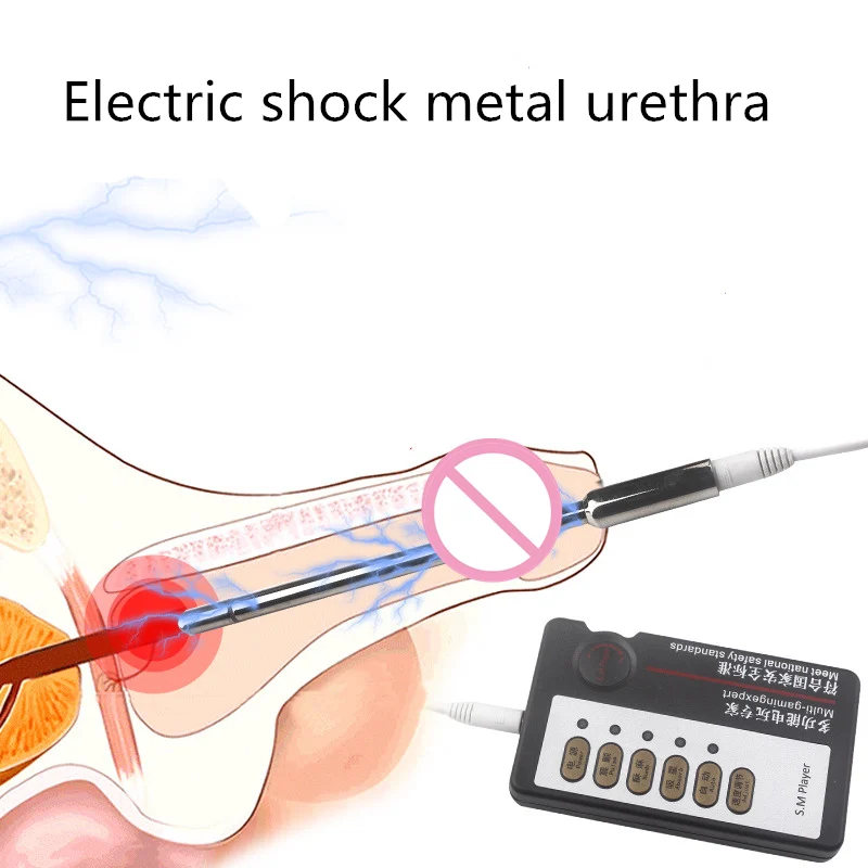 Фото Вибратор с электрическим током уретральный штекер S/M/L металлическая вставка в