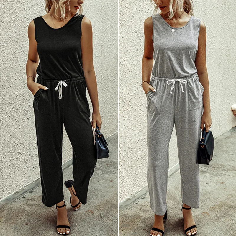 Off Shoulder Sleeveless Belts Jumpsuits Summer Women Solid Casual Pockets Long Rompers Women Jumpsuits
Off Shoulder Sleeveless Belts Jumpsuits Summer Women Solid Casual Pockets Long Rompers Women Jumpsuits