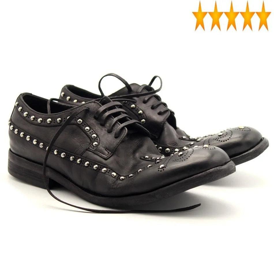 Genuine Leather Derby Brand Men Rivets Vintage Lace Up Brogue Round Toe Luxury Punk Black Casual Shoes Oversize 46
Genuine Leather Derby Brand Men Rivets Vintage Lace Up Brogue Round Toe Luxury Punk Black Casual Shoes Oversize 46