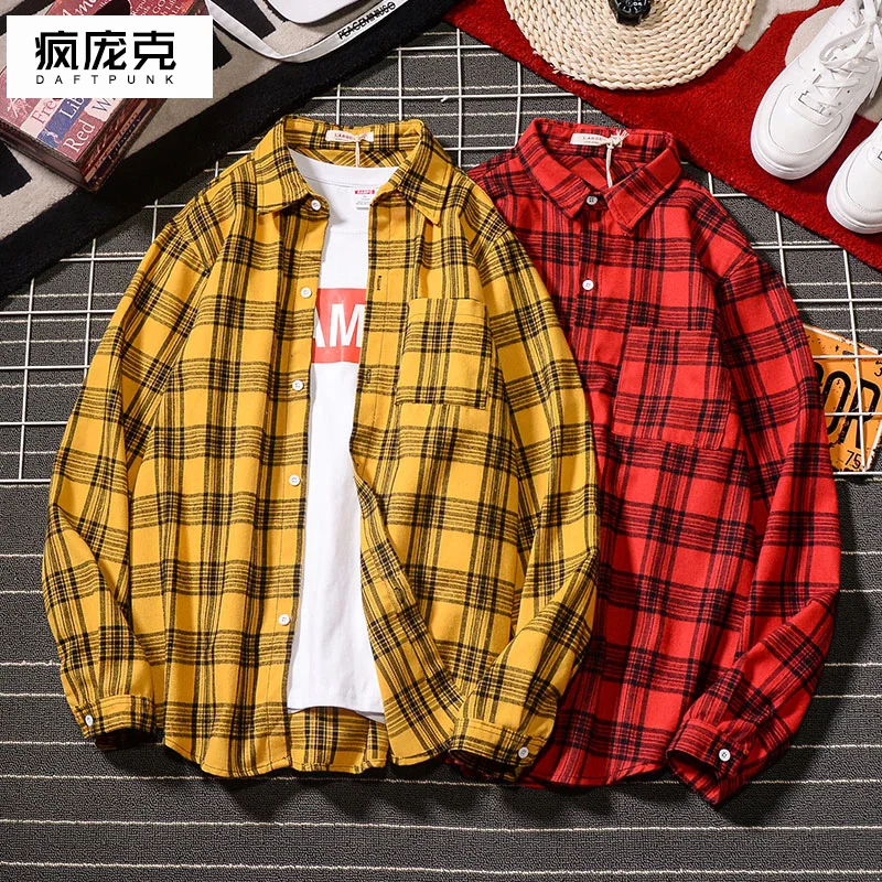 Lattice Autumn Men Shirt Button Yellow Vintage Casual Shirt Men Long Sleeve Camisa Loose Simple Mens Clothing Large Size MM60NCS 
Lattice Autumn Men Shirt Button Yellow Vintage Casual Shirt Men Long Sleeve Camisa Loose Simple Mens Clothing Large Size MM60NCS