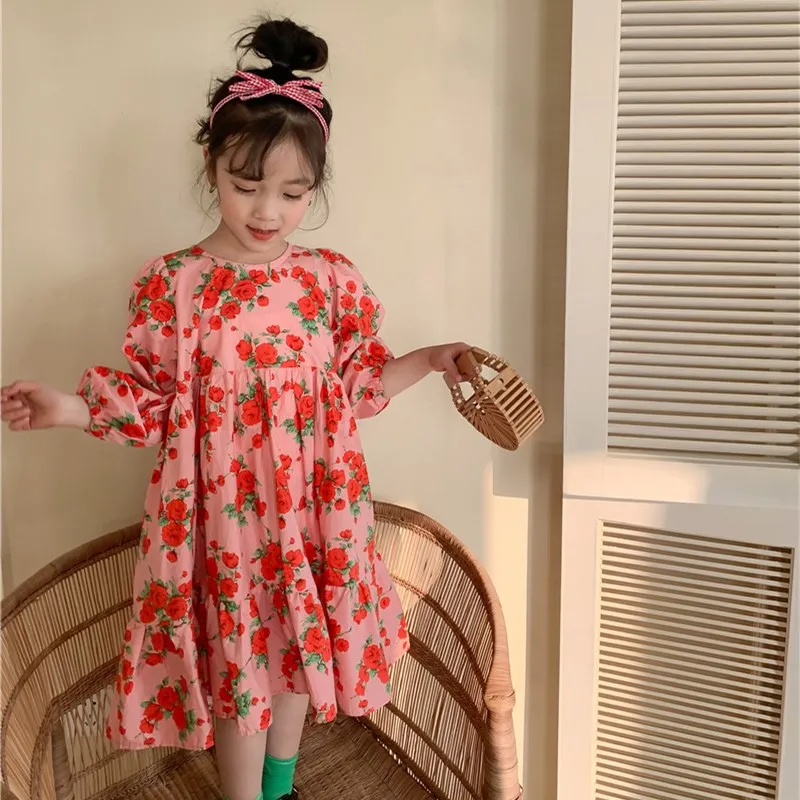 2022 Spring Clothes Children's dress with large flower pattern and large skirt for girls with loose hem
2022 Spring Clothes Children's dress with large flower pattern and large skirt for girls with loose hem