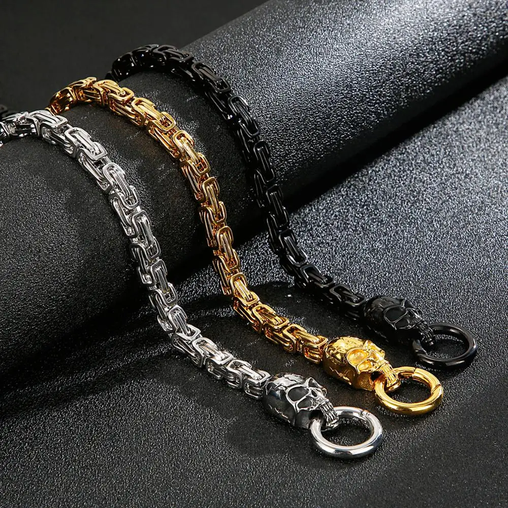 Heavy Skull Necklace Men Stainless Steel Chain Necklace Gold Black Byzantine Skull Punk Necklaces Pendants Male Jewelry 
Heavy Skull Necklace Men Stainless Steel Chain Necklace Gold Black Byzantine Skull Punk Necklaces Pendants Male Jewelry