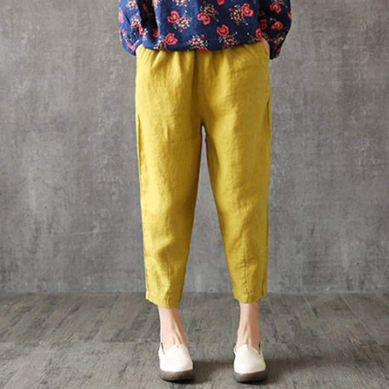 High Quality Womens Spring Summer Pants Cotton Linen Solid Elastic Waist Candy Colors Harem Trousers Soft For Female
High Quality Womens Spring Summer Pants Cotton Linen Solid Elastic Waist Candy Colors Harem Trousers Soft For Female