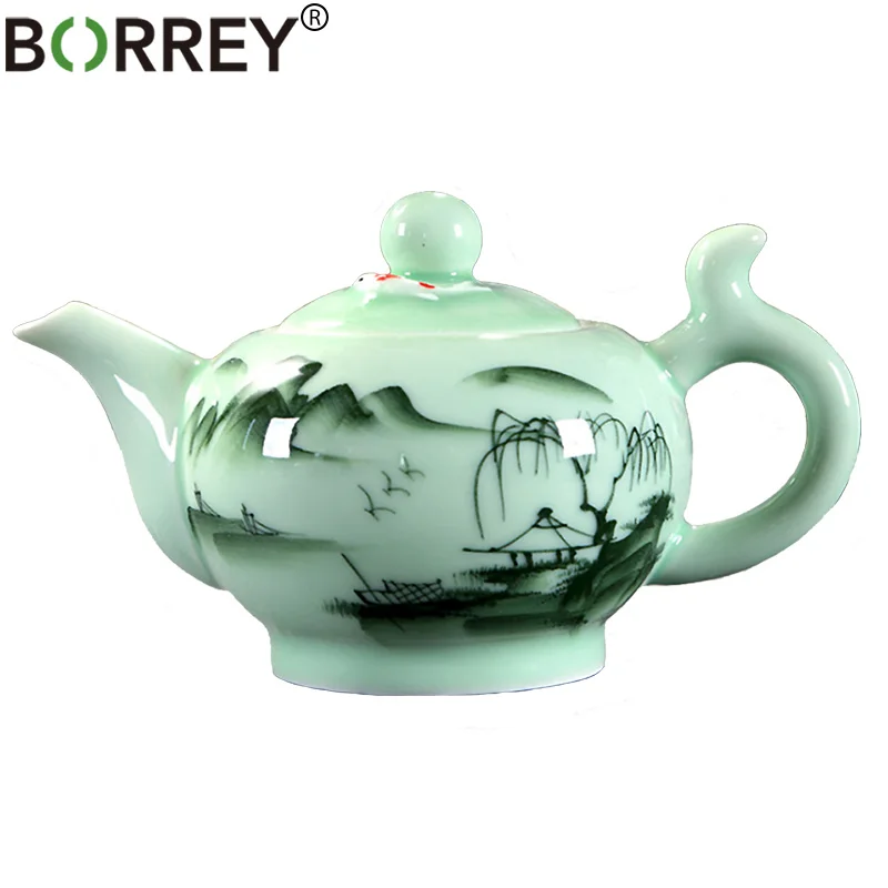 BORREY Ceramic Teapot Porcelain Cup Longquan Celadon Chinese Kung Fu Tea Set Hand Painted Puer Oolong Water Kettle - купить по
