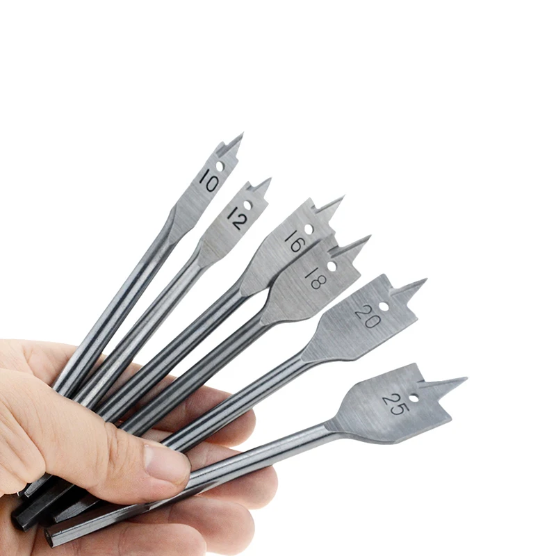 6PCS 10-25MM Spade Drill Bit High-carbon Steel Spade Paddle Bits WoodWorking Flat Drilling Boring Tools 
6PCS 10-25MM Spade Drill Bit High-carbon Steel Spade Paddle Bits WoodWorking Flat Drilling Boring Tools