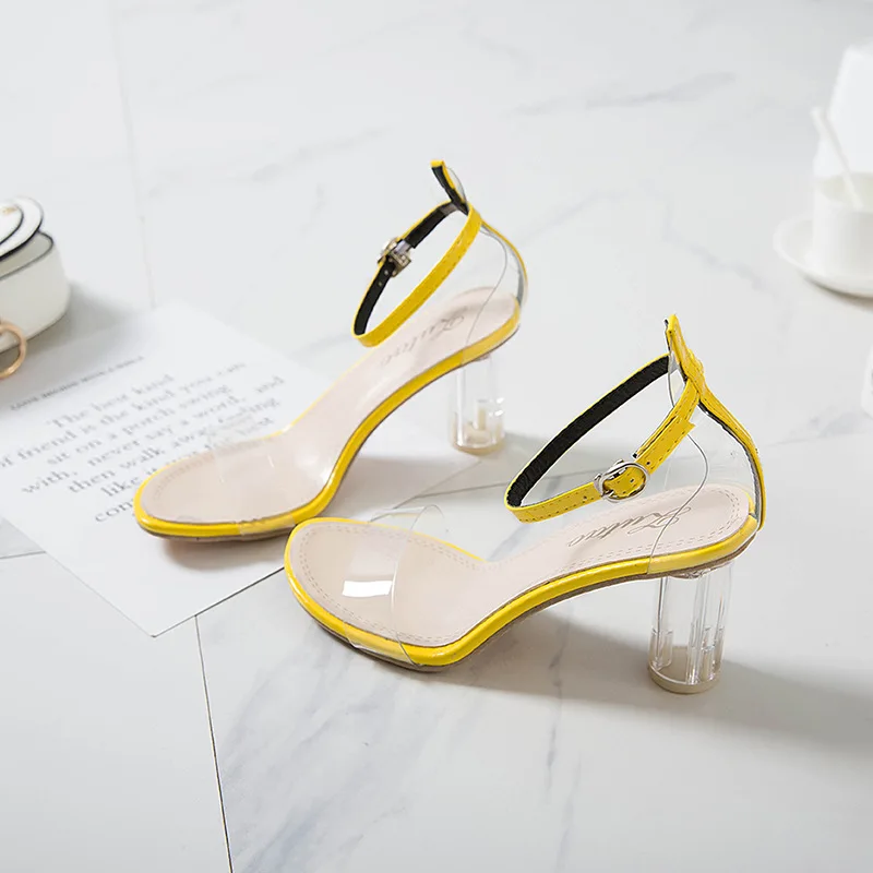 Transparent sandals women's fashion 2021 summer Korean open toe one line buckle thick heel fairy crystal high heel shoes
Transparent sandals women's fashion 2021 summer Korean open toe one line buckle thick heel fairy crystal high heel shoes