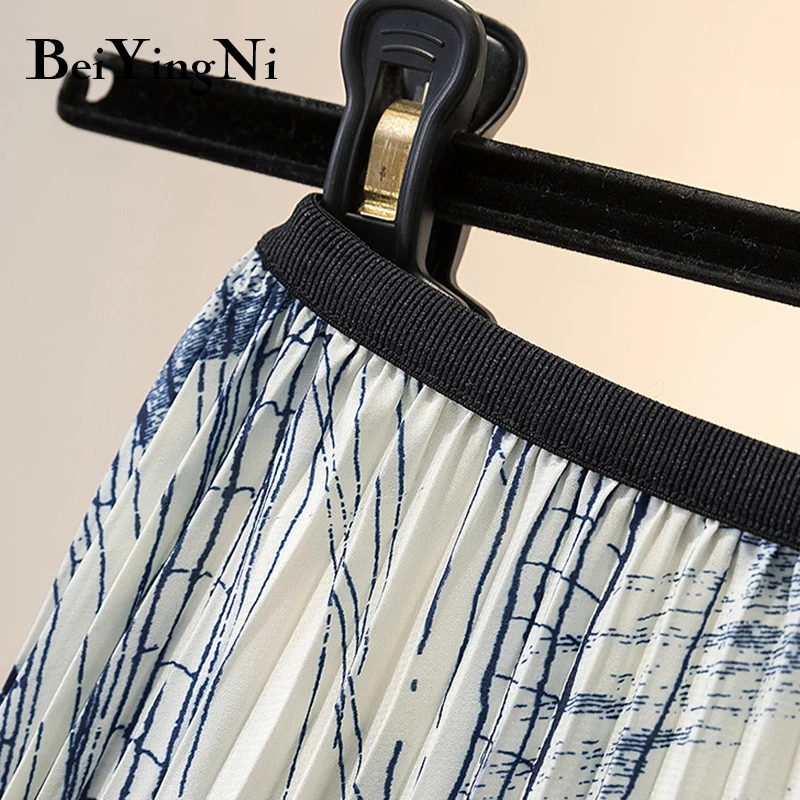 Женская юбка с высокой талией Beiyingni винтажная повседневная цветочным принтом в