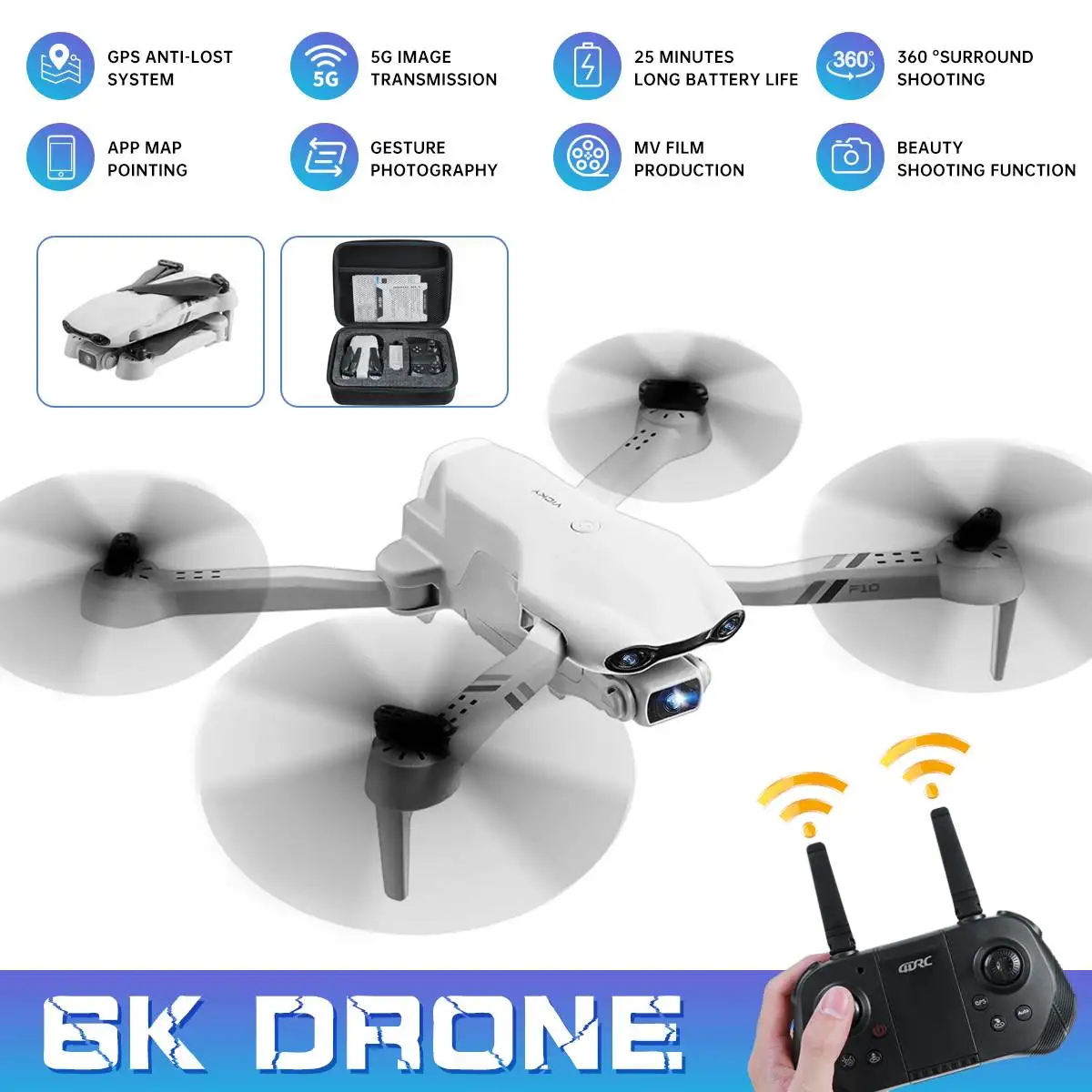 6K HD Камера двойной Камера 5G Wi-Fi GPS Дрон для профессиональной аэрофотосъемки RC вертолет игрушка для детей с управлением с помощью приложения
6K HD Камера двойной Камера 5G Wi-Fi GPS Дрон для профессиональной аэрофотосъемки RC вертолет игрушка для детей с управлением с помощью приложения