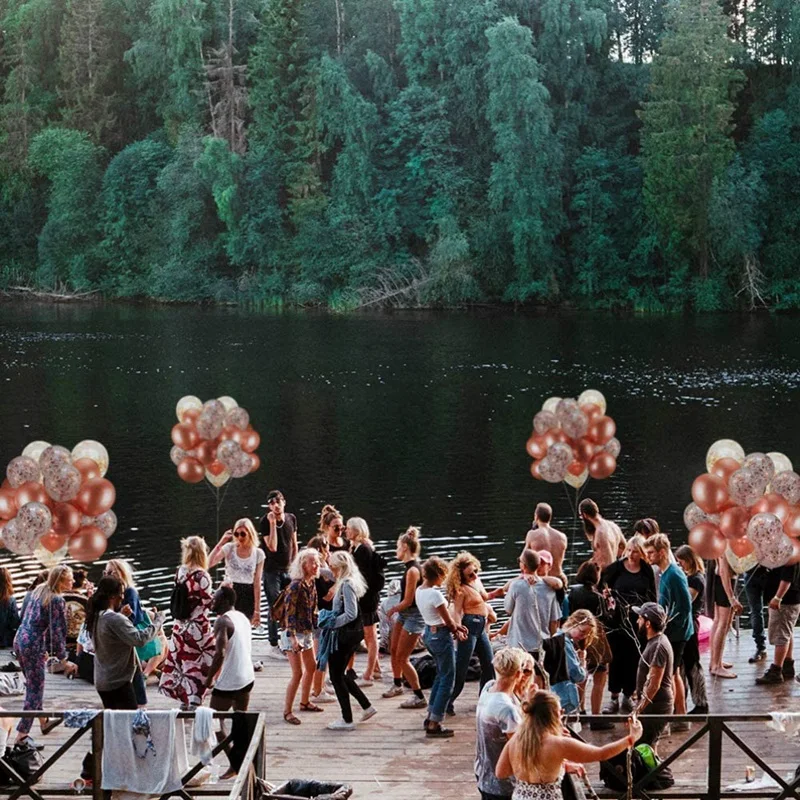62Pack Rose Gold Balloon+Confetti Balloon with Ribbon Rosegold Balloons for Party Bridal&Baby Shower Decoration | Дом и сад