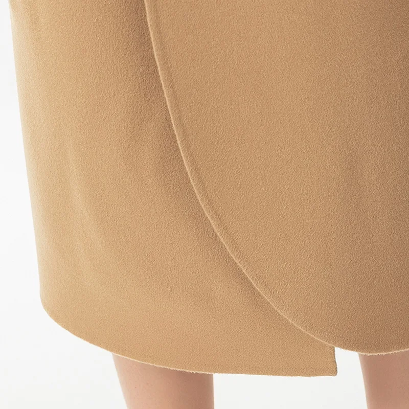 VOA Light Camel 14.75 Micron Cashmere Flat Lapel Collar Double Breasted Slit Hemline At Hem Wrap Hanfu Cashmere Winter Coat S709
VOA Light Camel 14.75 Micron Cashmere Flat Lapel Collar Double Breasted Slit Hemline At Hem Wrap Hanfu Cashmere Winter Coat S709