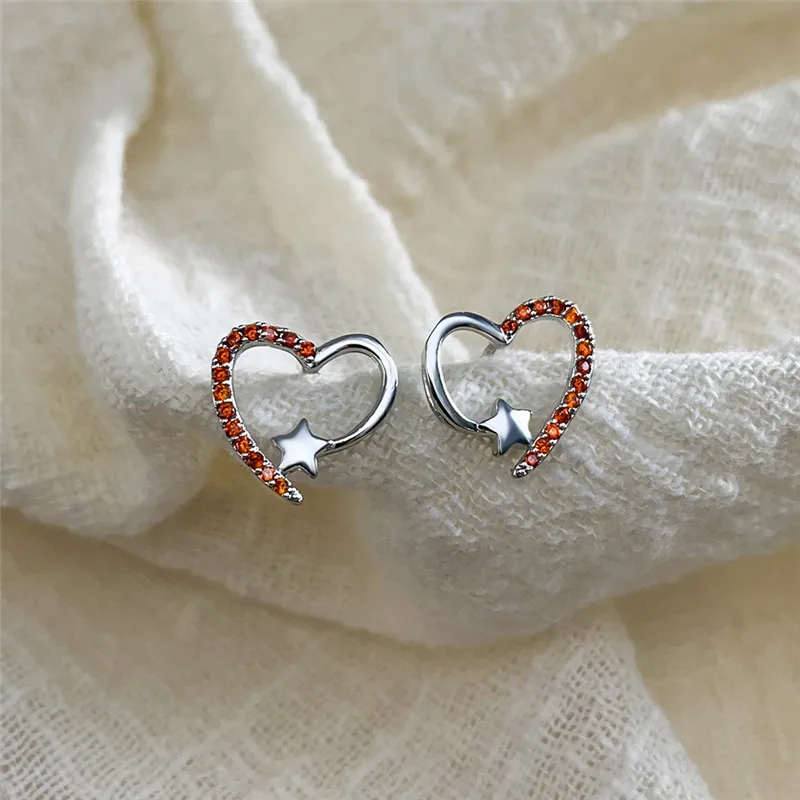 Daonty Female Rainbow Crystal Heart Jewelry Rose Gold Silver Color Stud Earrings For Women Cute Star Wedding Valentines Day Gift
Daonty Female Rainbow Crystal Heart Jewelry Rose Gold Silver Color Stud Earrings For Women Cute Star Wedding Valentines Day Gift