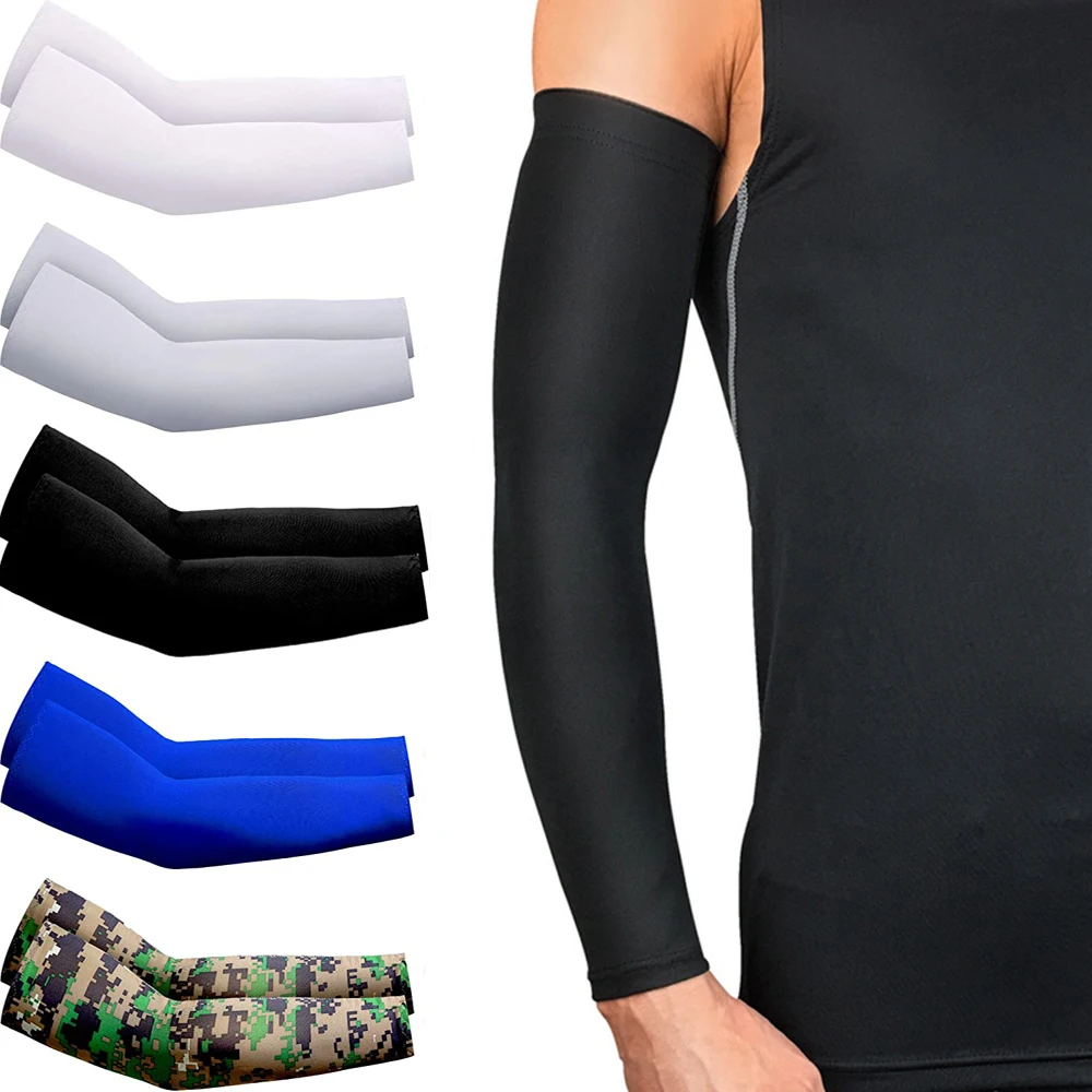 2Pcs Unisex Cooling Arm Sleeves Cover Women Men Sports Running UV Sun Protection Outdoor Fishing Cycling for Hide Tattoo | Спорт и