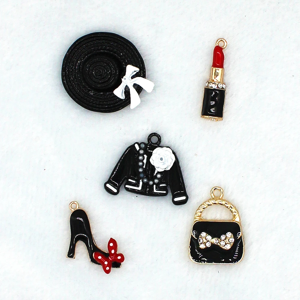 5pcs/lot black coat Enamel clothes Bag Lipstick Charm clothes gold color jewelry pendants bracelet DIY jewelry Accessories XL474
5pcs/lot black coat Enamel clothes Bag Lipstick Charm clothes gold color jewelry pendants bracelet DIY jewelry Accessories XL474