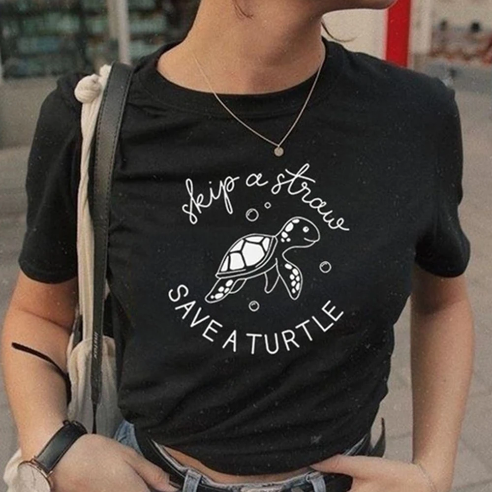 Skip A Straw Save A Turtle Woman Tshirt Cotton Oversized T Shirts Slogan Graphic T Shirts Grunge Streetwear Women Top Summer Tee
Skip A Straw Save A Turtle Woman Tshirt Cotton Oversized T Shirts Slogan Graphic T Shirts Grunge Streetwear Women Top Summer Tee