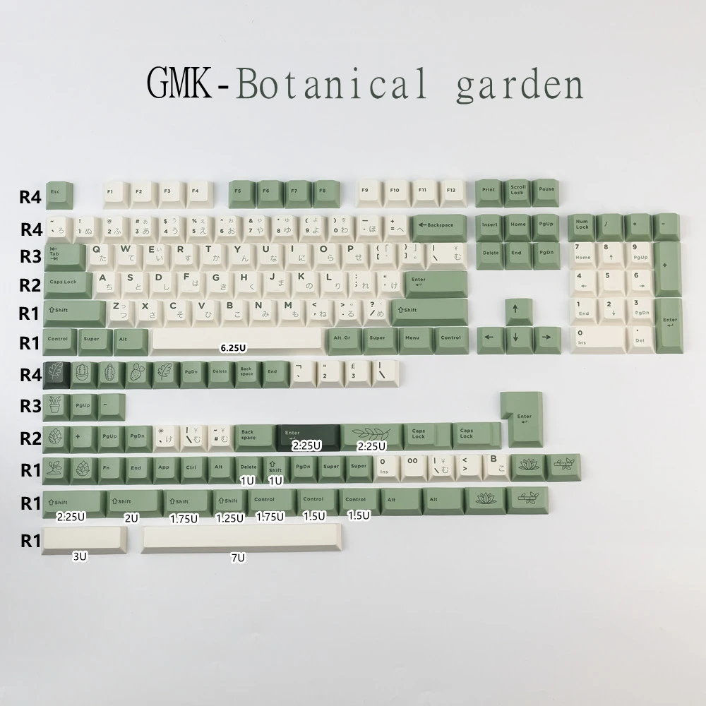 

GMK Botanical Keycaps PBT 5 Sides Dye Sublimation Keyboard KeyCap Cherry Profile Keycap With ISO Enter 1.75U 2U Shift For GK61