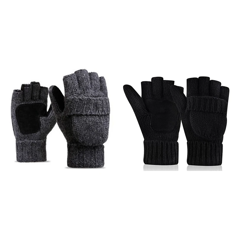 

Зимние вязаные теплые перчатки без пальцев-зимние шерстяные спортивные перчатки для бега и велоспорта для мужчин и женщин
