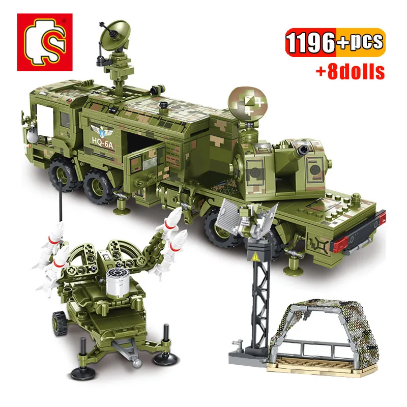 SEMBO 1196pcs Military Vehicle Building Block Anti-Missile System Car WW2 Air Defense Missile Truck Educational Toy For Children
SEMBO 1196pcs Military Vehicle Building Block Anti-Missile System Car WW2 Air Defense Missile Truck Educational Toy For Children