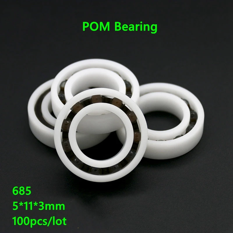 

100pcs/lot 685 5mm POM Plastic bearings with Glass balls 5x11x3 mm nylon bearing 5*11*3mm