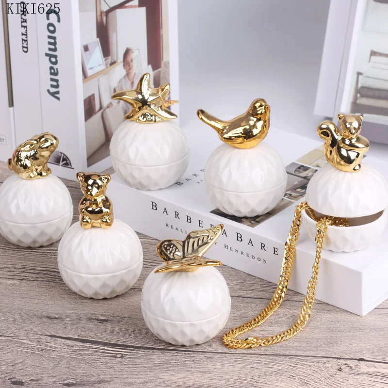 European-style Ceramic Candy Jar Electroplating Animal Jewelry Box Household Airtight Jar Food Storage Container Home Decoration
European-style Ceramic Candy Jar Electroplating Animal Jewelry Box Household Airtight Jar Food Storage Container Home Decoration
