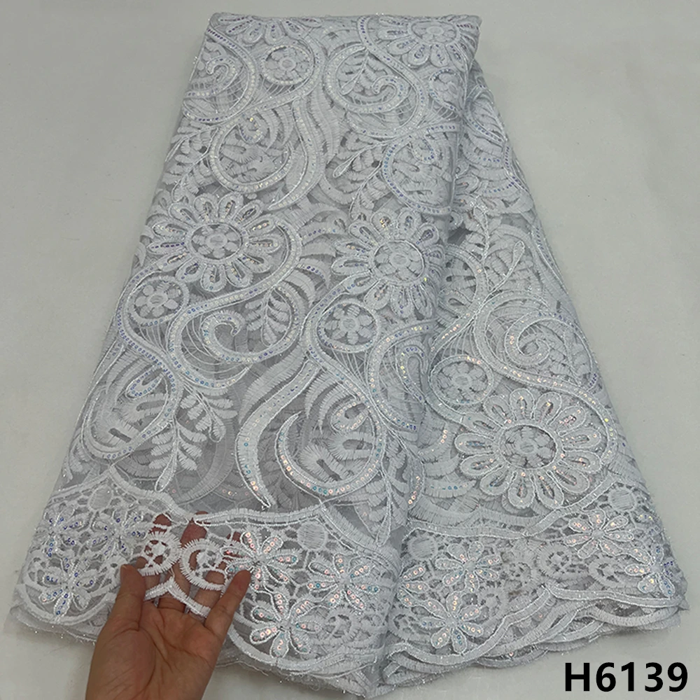 White Nigerian Lace Fabric 2022 French Tulle Lace Fabric 5 Yards With Sequins New Mesh Silk Fabric For Wedding Dresses HJ6139
White Nigerian Lace Fabric 2022 French Tulle Lace Fabric 5 Yards With Sequins New Mesh Silk Fabric For Wedding Dresses HJ6139