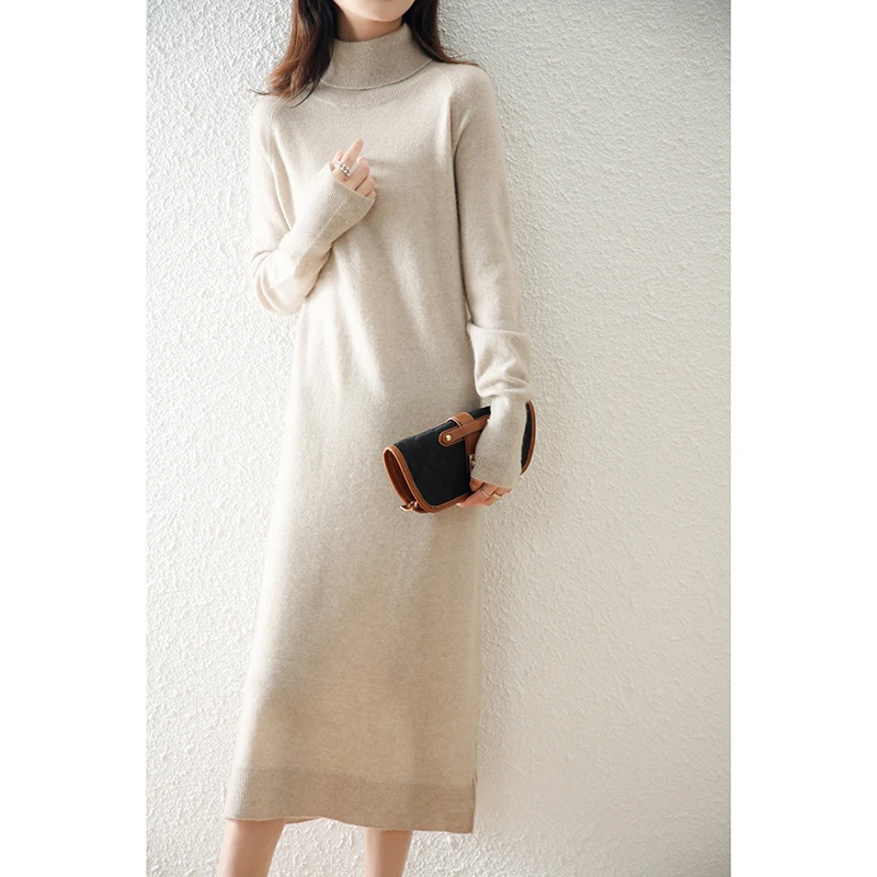 Women 100% Pure Wool Knitted Dresses Winter 2021 New Soft Turtleneck Jumpers Ladies Solid-Color Loose A-Style Dress Clothes
Women 100% Pure Wool Knitted Dresses Winter 2021 New Soft Turtleneck Jumpers Ladies Solid-Color Loose A-Style Dress Clothes