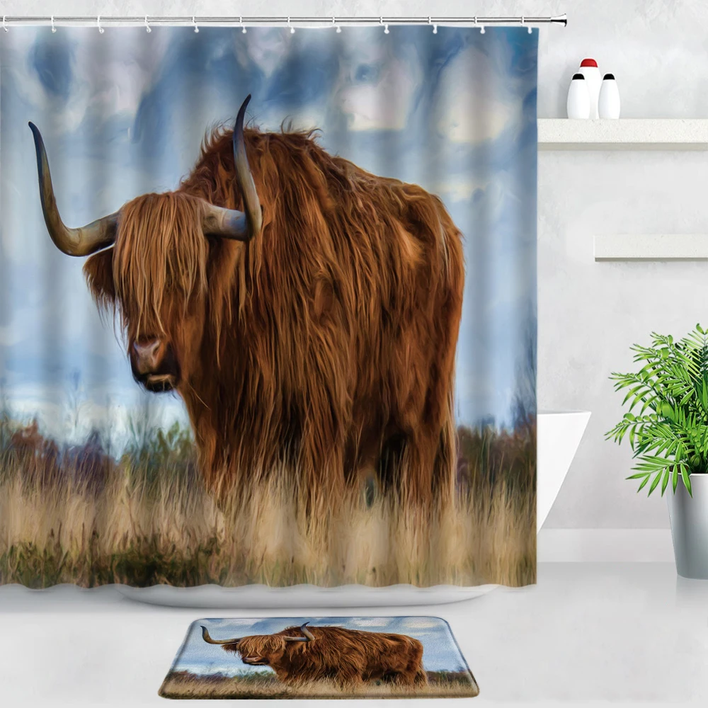 Waterproof Shower Curtains Bath Mats Set Beach Sea Wave Horse Farm Animal Highland Cow Home Decor Bathroom Rug Non-slip Door Pad
Waterproof Shower Curtains Bath Mats Set Beach Sea Wave Horse Farm Animal Highland Cow Home Decor Bathroom Rug Non-slip Door Pad