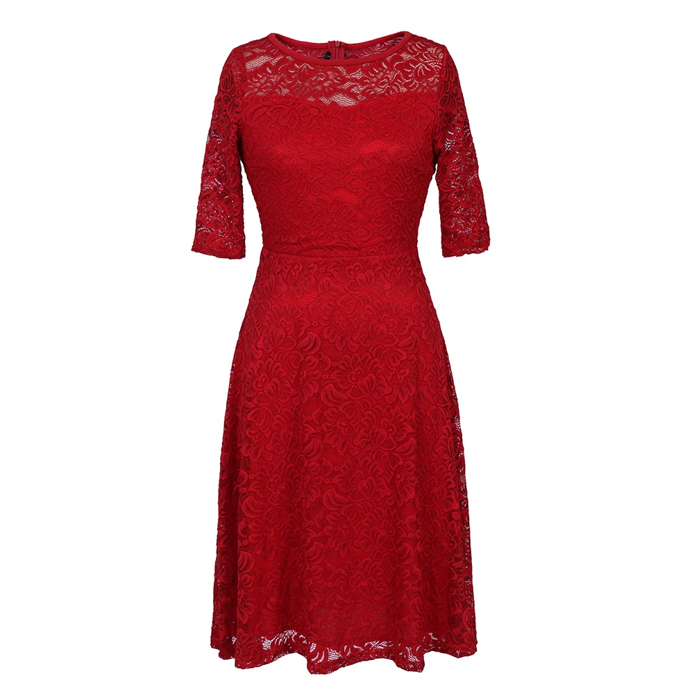 Red Black Women Lace Dress A Line Robe Femme 2020 Elegant Short Sleeve Ladies Casual Tunic Rockabilly Summer Sexy Party Vestidos
Red Black Women Lace Dress A Line Robe Femme 2020 Elegant Short Sleeve Ladies Casual Tunic Rockabilly Summer Sexy Party Vestidos