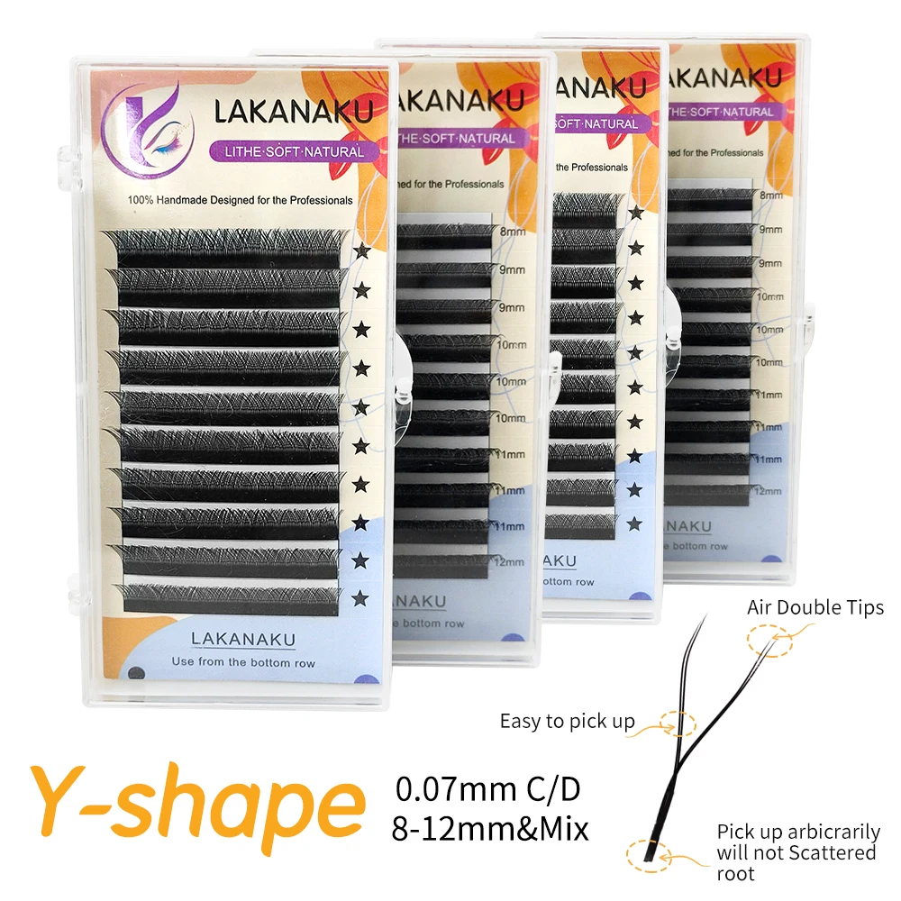 

Lakanaku Y Shape Eyelash 4 Trays Cilia And Volume Brazilian yy Handmade Cilios Y Faux Cilios y Lashes Extension