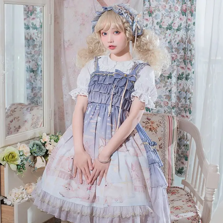 Counting Sheep jsk Purple Pink Blue Women's Lolita Sweet Cute Girls Suspender Dress Soft Sister Bow Sling Princess Dress Cosplay
Counting Sheep jsk Purple Pink Blue Women's Lolita Sweet Cute Girls Suspender Dress Soft Sister Bow Sling Princess Dress Cosplay