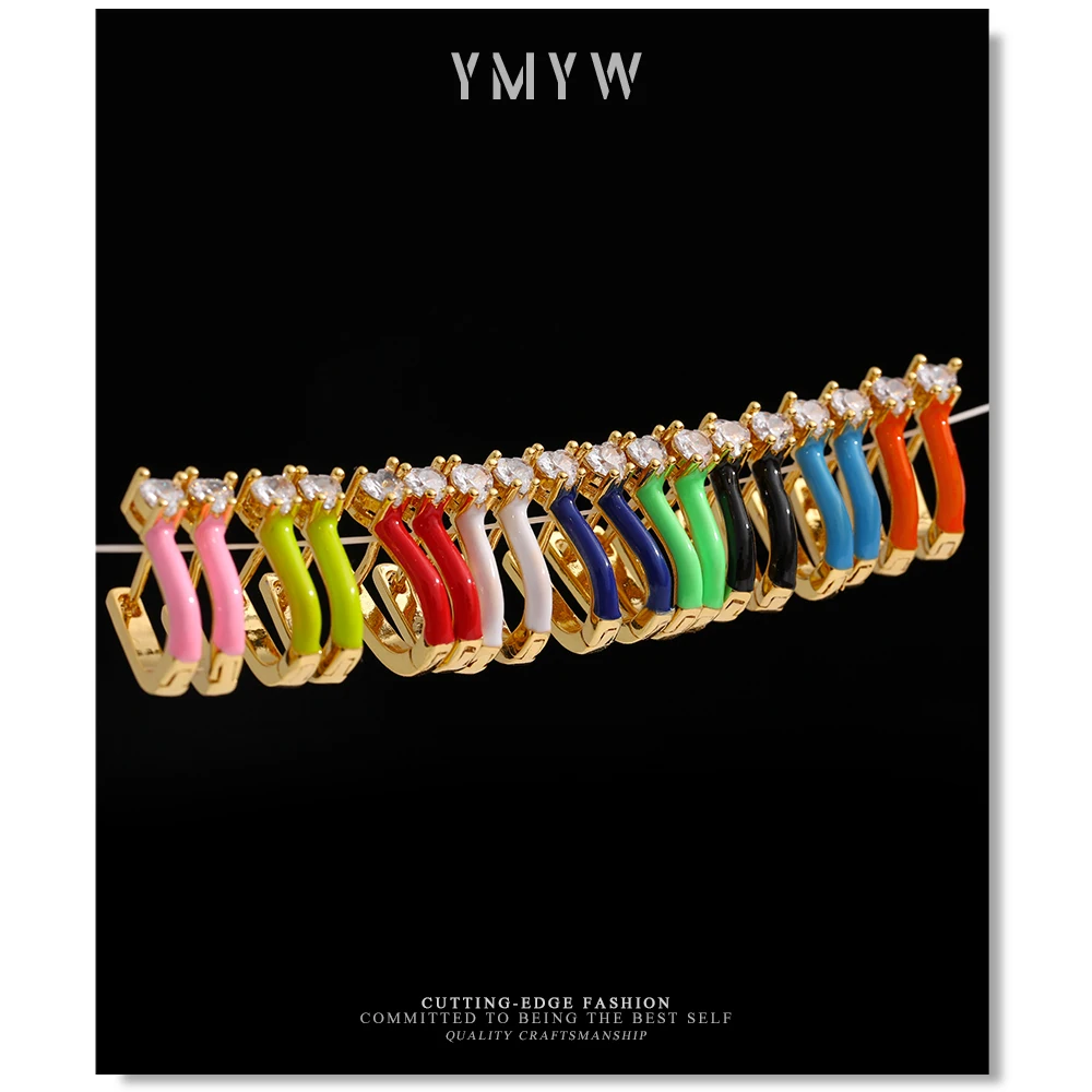 YMYW Enamel Colorful Earrings Cubic Zirconia Accessories Jewelry Exquisite Copper Earrings сережки необычные Girl Birthday Gift 
YMYW Enamel Colorful Earrings Cubic Zirconia Accessories Jewelry Exquisite Copper Earrings сережки необычные Girl Birthday Gift