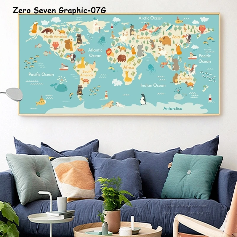 Cartoon Earth Animal World Map Children Education Picture Canvas Poster And Print Wall Art For Kids Baby Room Nursery Decoration
Cartoon Earth Animal World Map Children Education Picture Canvas Poster And Print Wall Art For Kids Baby Room Nursery Decoration