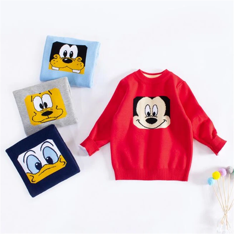 Disney/детский пуловер Свитер с Микки Маусом Свитера для маленьких мальчиков и