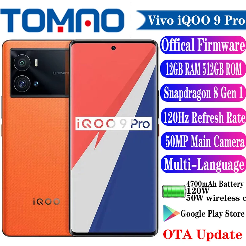 2022 Новый смартфон Vivo iQOO 9 Pro 5G 6 78 дюйма 120 Гц экран 2K E5 Snapdragon 8 Gen 1 4700 мАч Вт 50 МП