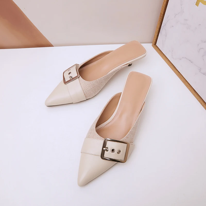 New Genuine Leather Women Shoes Fashion Spring Metal Buckle Outside Slippers Point Toe Thin Heels Sandals Handmade Shoes Woman
New Genuine Leather Women Shoes Fashion Spring Metal Buckle Outside Slippers Point Toe Thin Heels Sandals Handmade Shoes Woman