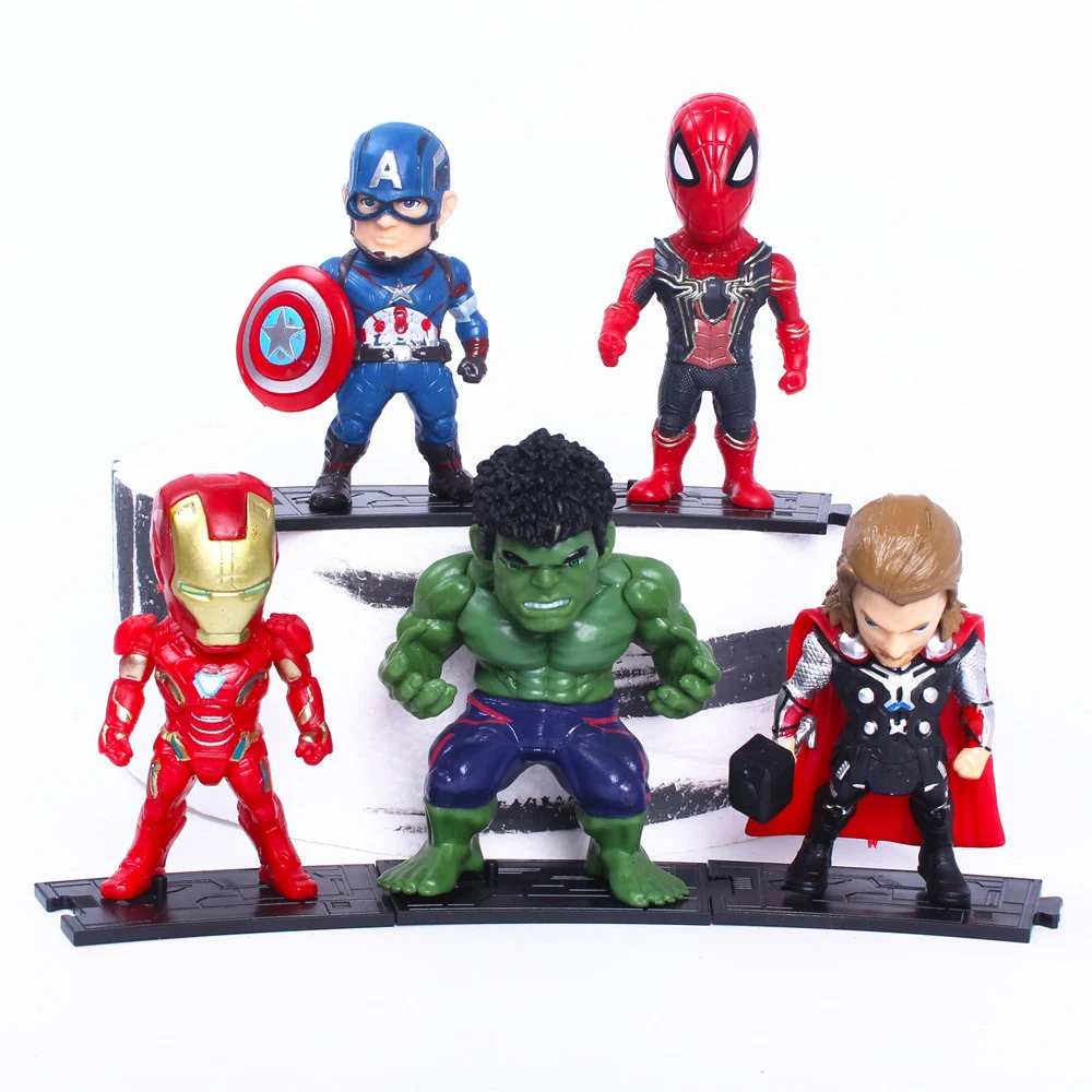 

5Pcs/Set Disney Movie The Avengers Iron Man Captain America Hulk Spider Man Thor Action Figure Collection Pvc Model Toys