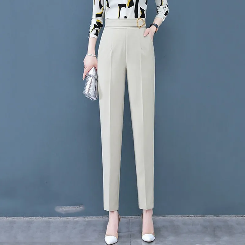 Брюки женские с завышенной талией, на молнии, Lu2053 
Брюки женские с завышенной талией, на молнии, Lu2053